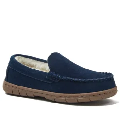 Kids Fuzzy Lined Suede Moccasin Slippers