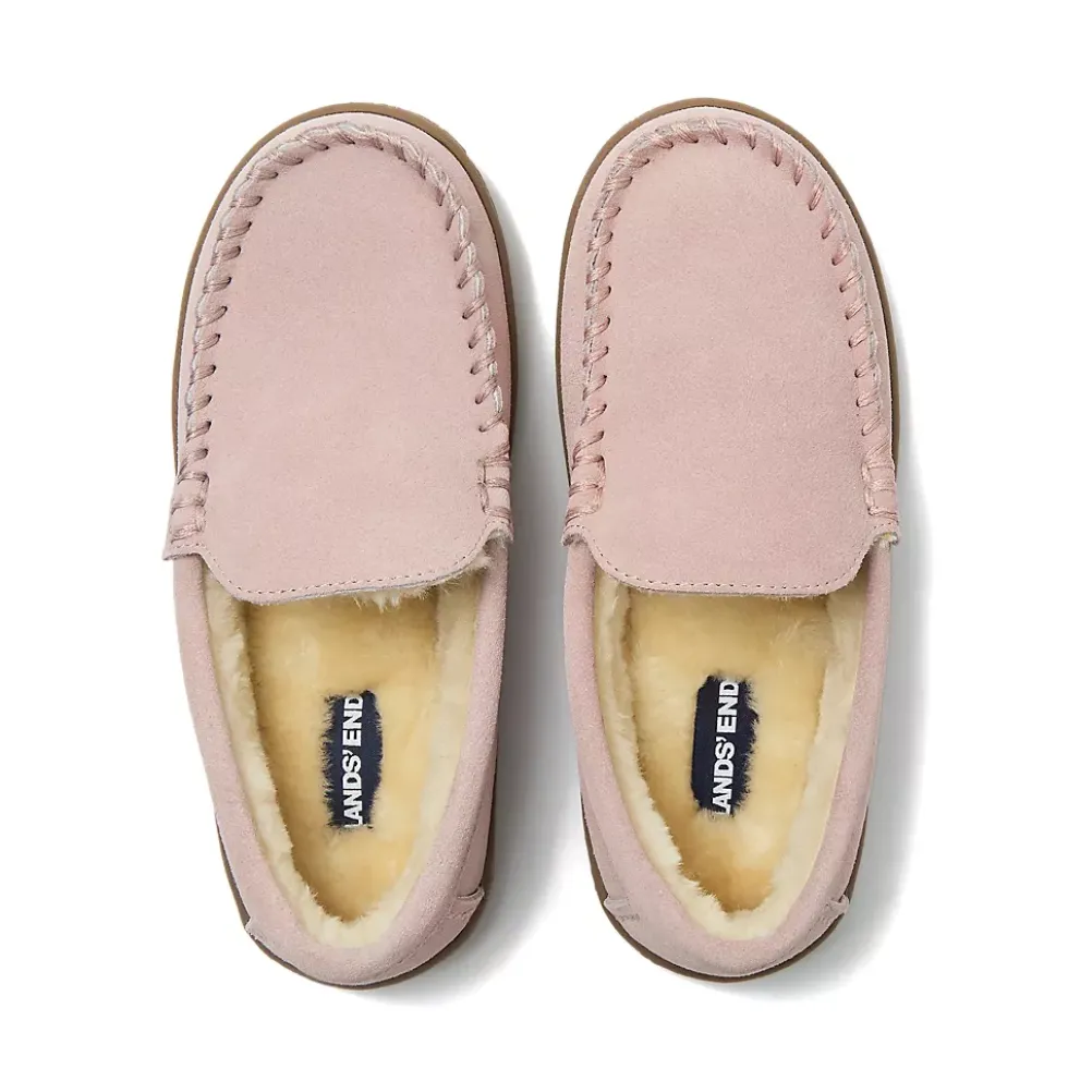 Kids Fuzzy Lined Suede Moccasin Slippers