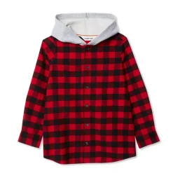Kids Long Sleeve Hooded Flannel