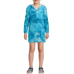 Kids Long Sleeve Hooded Front Pocket Terry Cloth Swimsuit Cover-Up