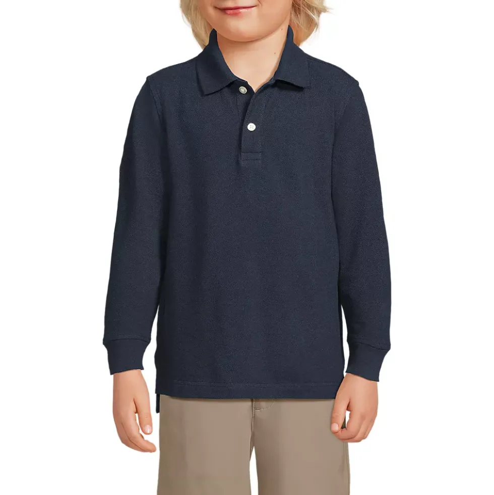 Kids Long Sleeve Mesh Polo Shirt
