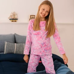 Kids Long Sleeve Plush Fleece Pajama Set