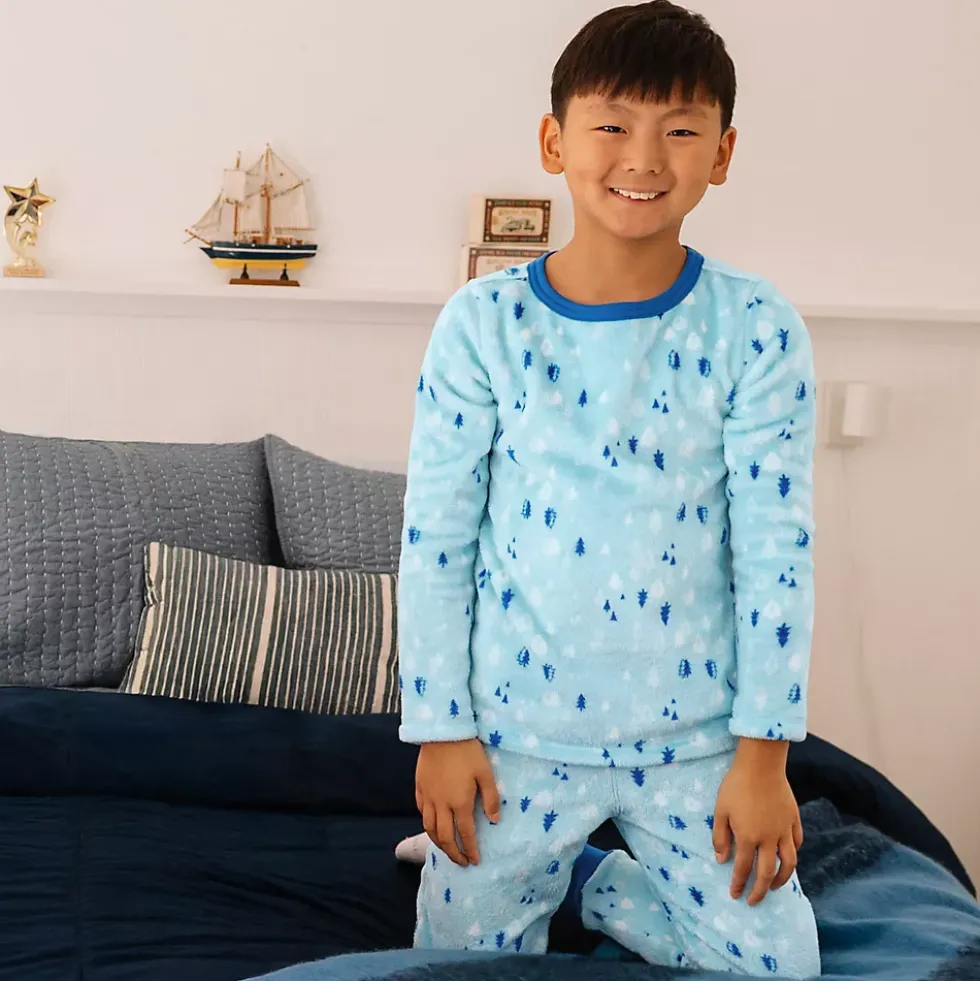 Kids Long Sleeve Plush Fleece Pajama Set