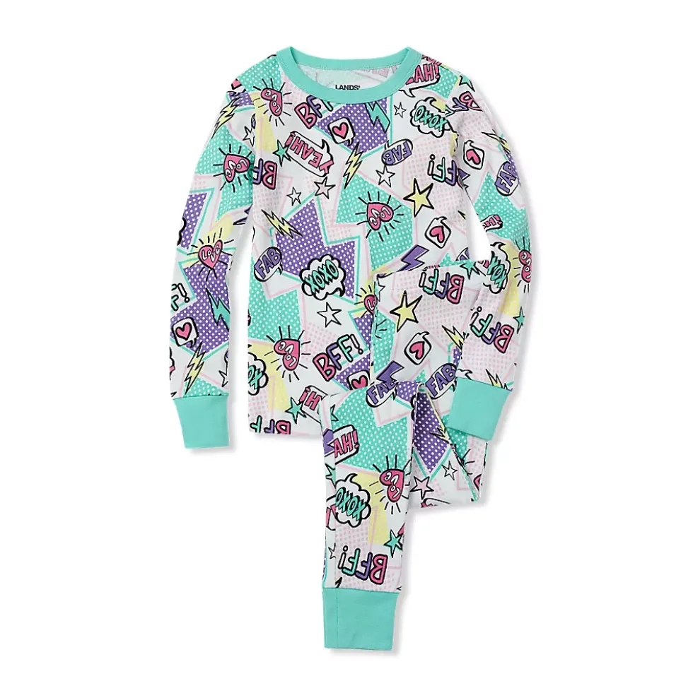 Kids Long Sleeve Top and Bottom Snug Fit Pajama Set