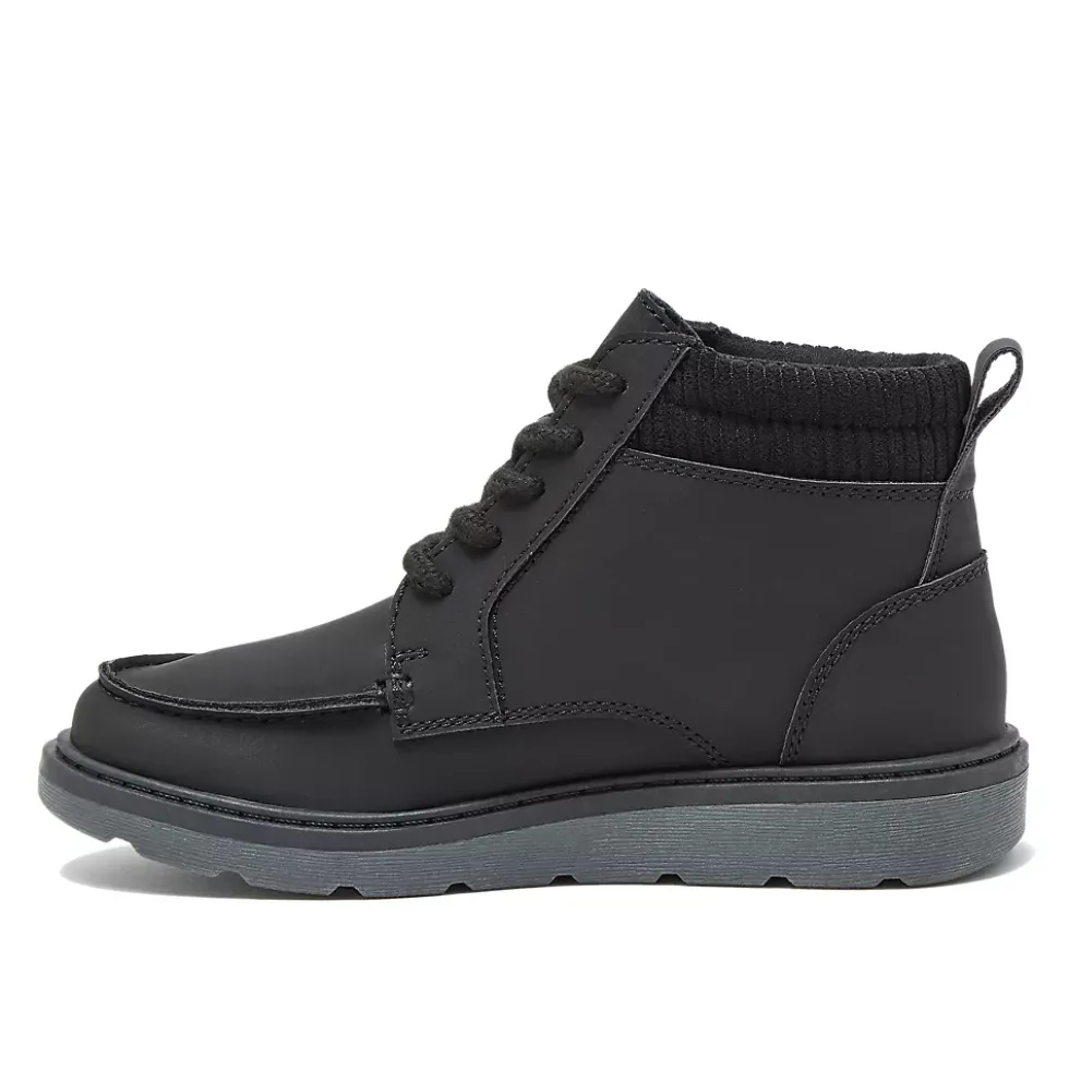 Kids Moc Toe Flannel Lined Lace Up Boots