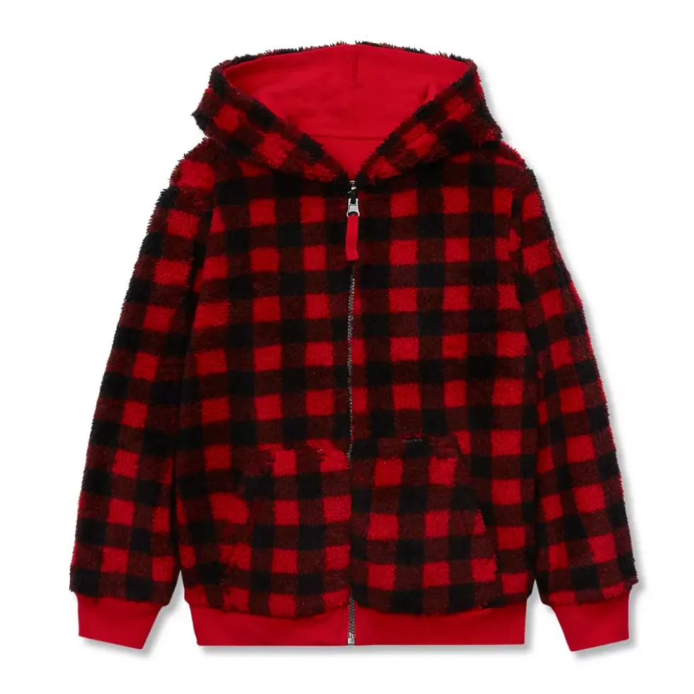 Kids Reversible Sherpa Fleece Hoodie