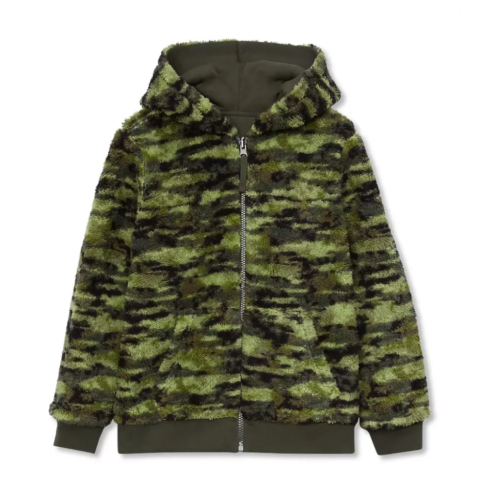Kids Reversible Sherpa Fleece Hoodie