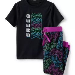 Kids Short Sleeve Top and Jogger Bottom Pajama Set