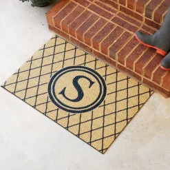 Matterly Neighburly Monogrammed Doormat Argyle