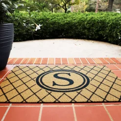 Matterly Neighburly Monogrammed Doormat Argyle