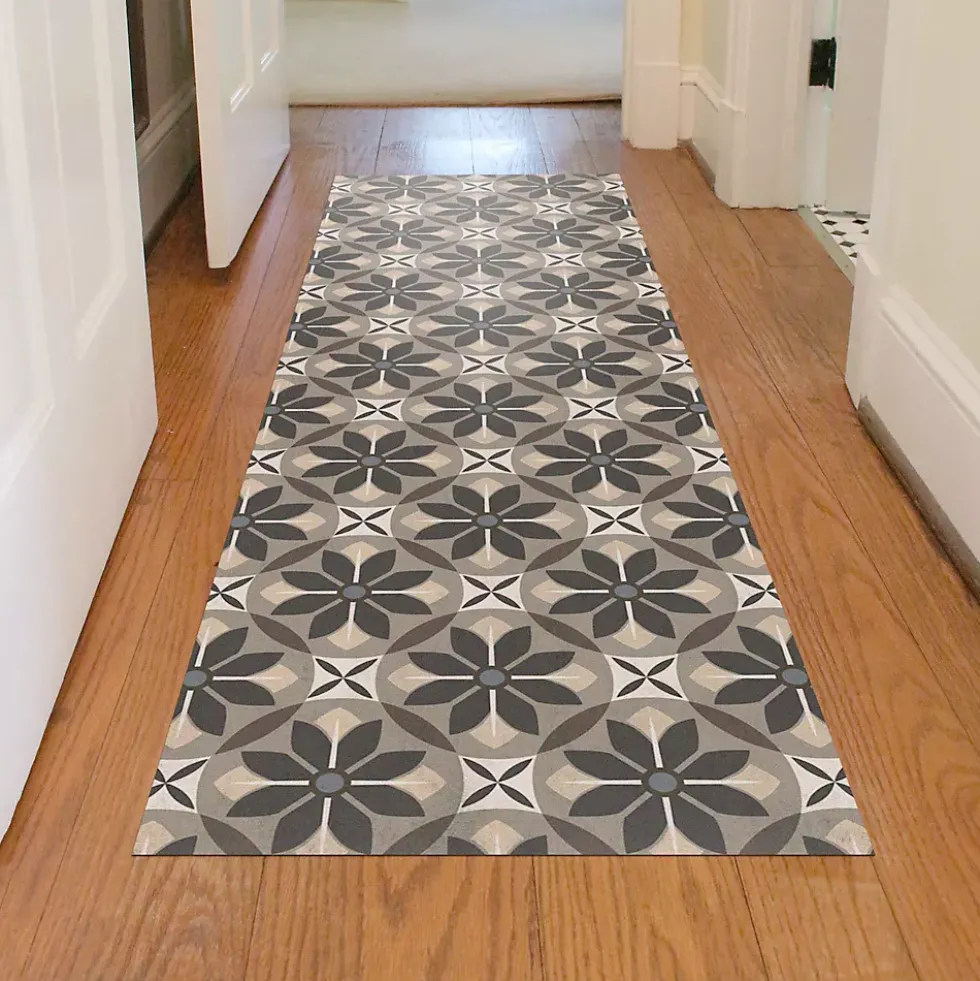 Matterly Skid Resistant Floral Mosaic Floor Mat
