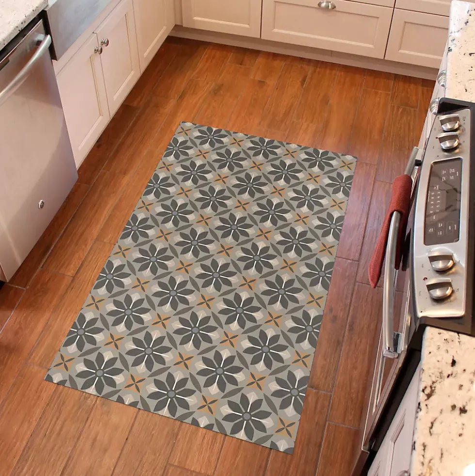 Matterly Skid Resistant Floral Mosaic Floor Mat