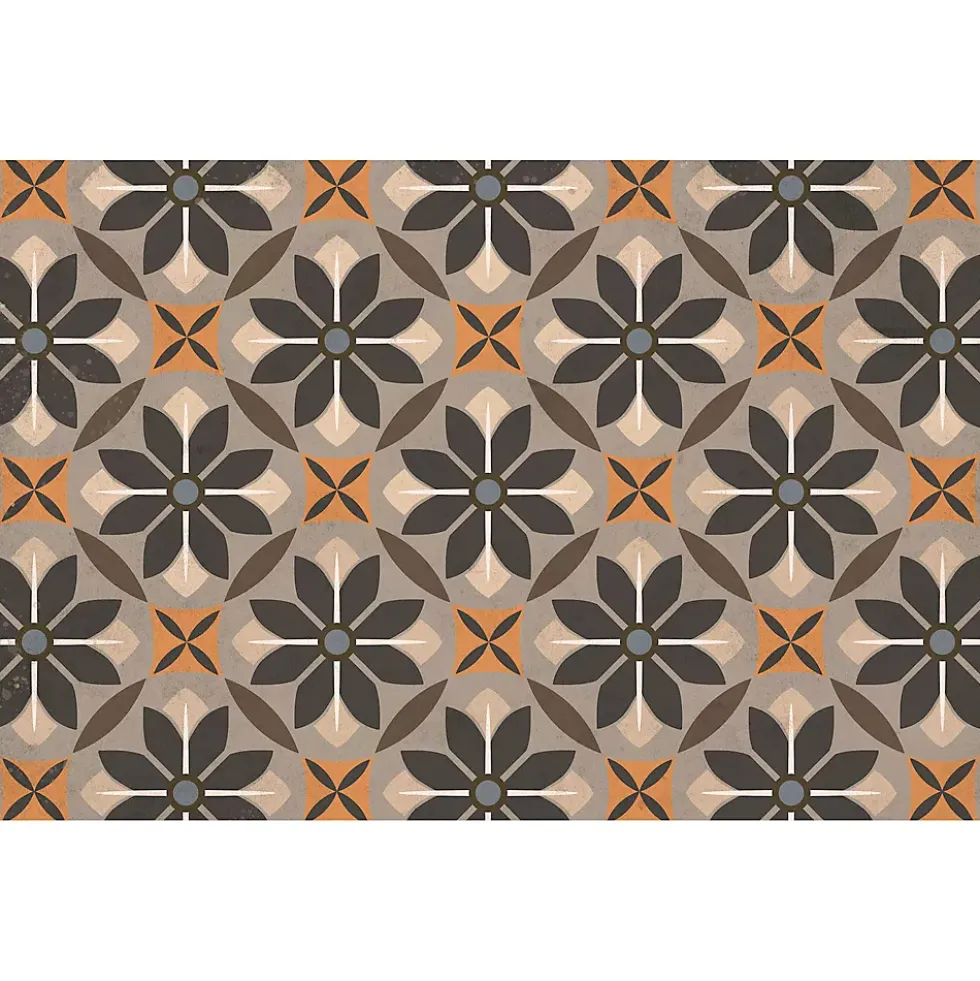 Matterly Skid Resistant Floral Mosaic Floor Mat