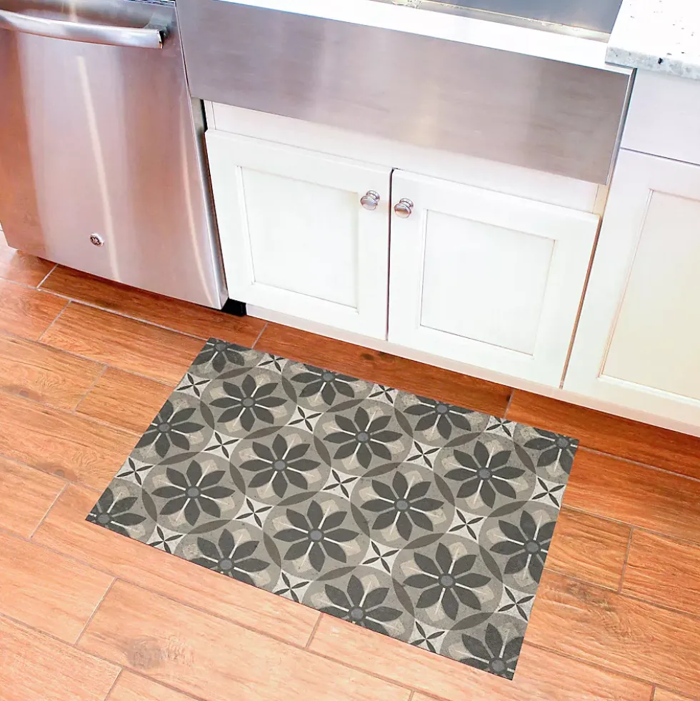 Matterly Skid Resistant Floral Mosaic Floor Mat