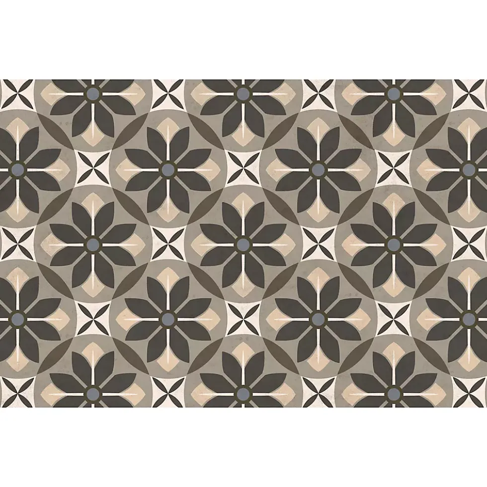 Matterly Skid Resistant Floral Mosaic Floor Mat