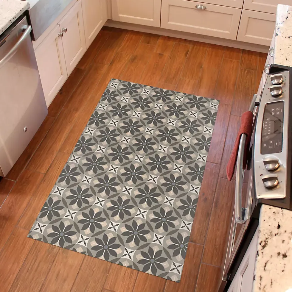 Matterly Skid Resistant Floral Mosaic Floor Mat