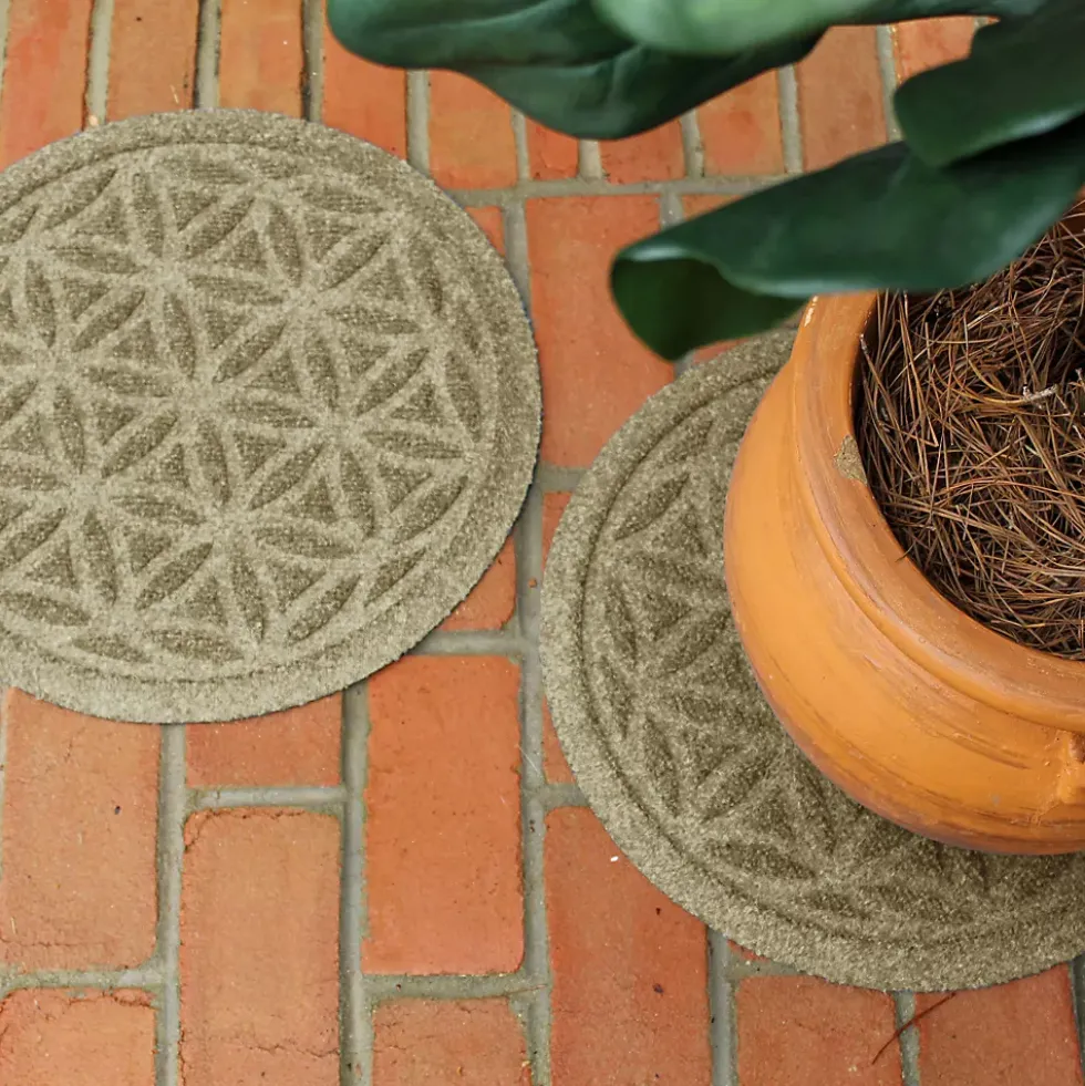 Matterly Waterhog® 17" Round Flower of Life Plant Trivet - Set of 2
