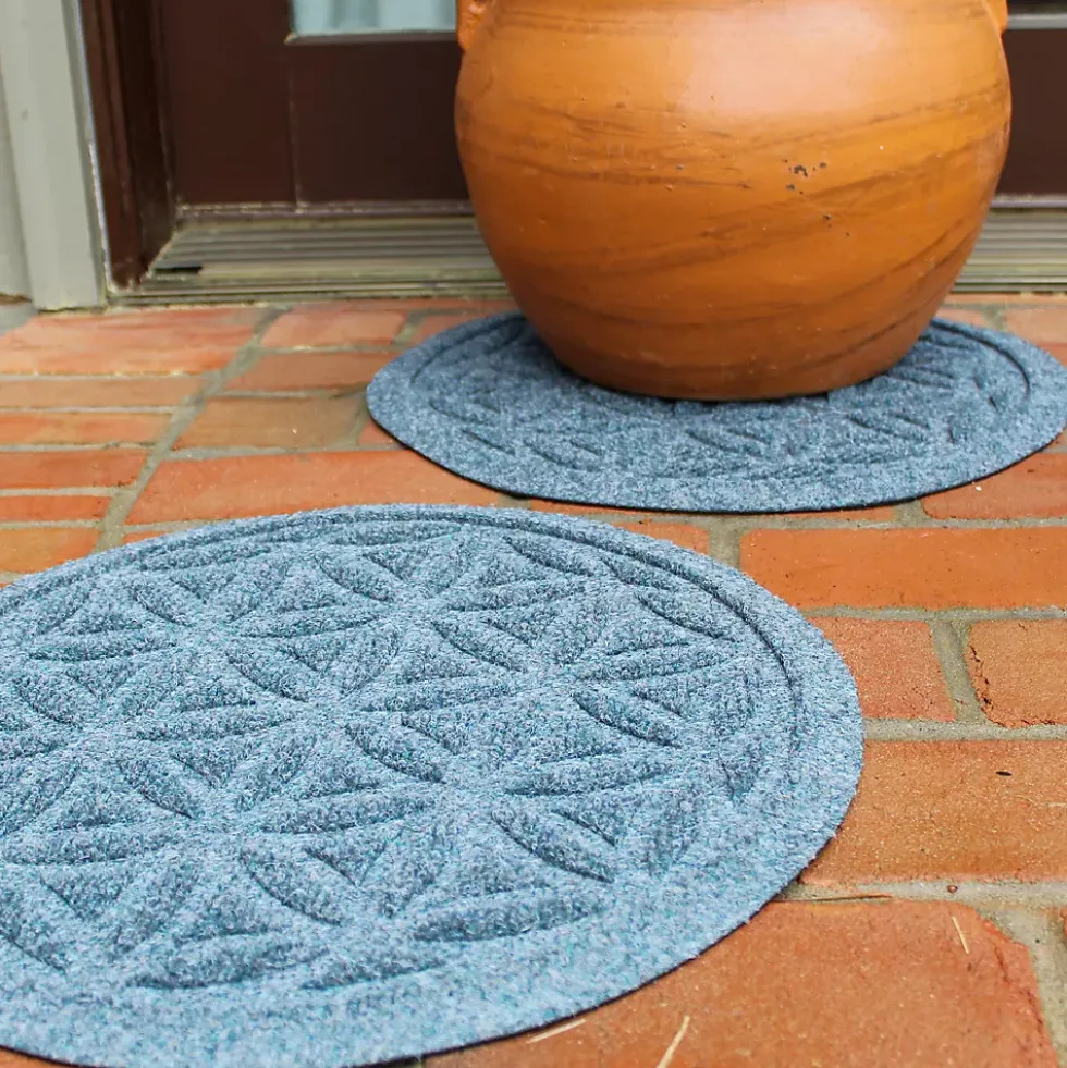 Matterly Waterhog® 17" Round Flower of Life Plant Trivet - Set of 2