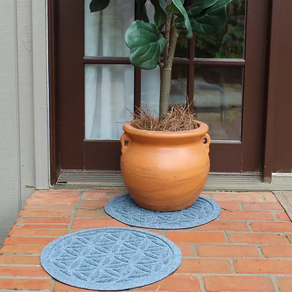 Matterly Waterhog® 17" Round Flower of Life Plant Trivet - Set of 2