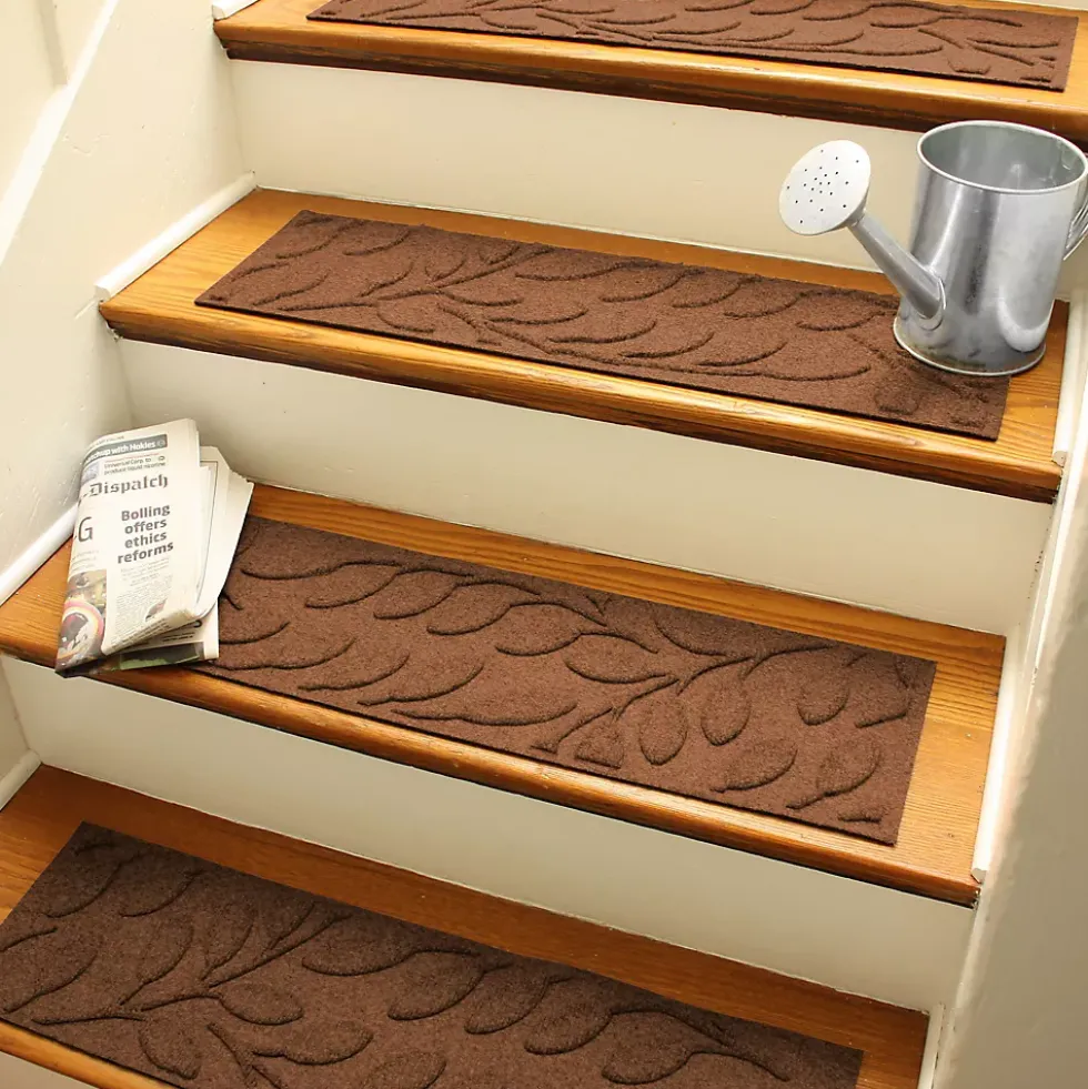 Matterly 8.5" x 30" Brittany Leaf Waterhog® Stair Treads - Set of 4