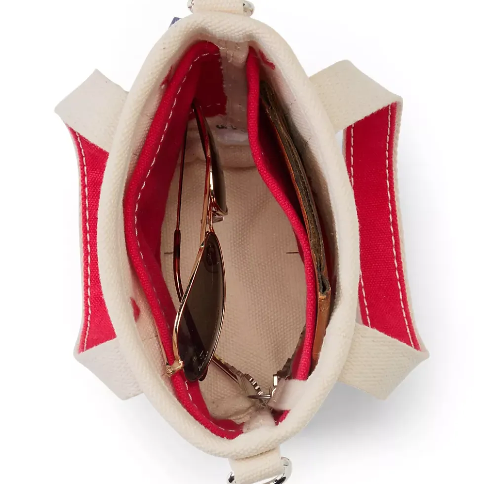 Medium Embroidered 5 Pocket Open Top Canvas Tote Bag