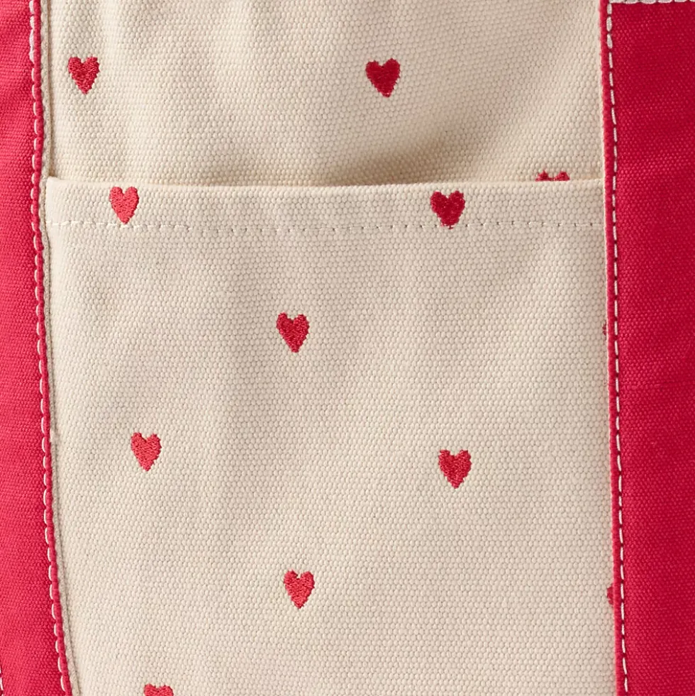 Medium Embroidered 5 Pocket Open Top Canvas Tote Bag