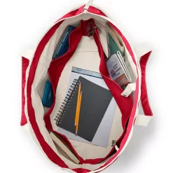 Medium 5 Pocket Open Top Canvas Tote Bag