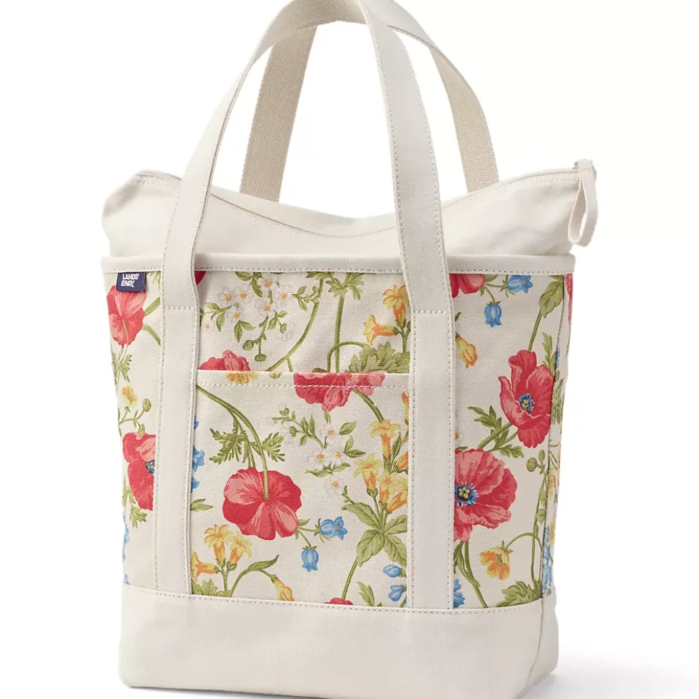 Medium Print 5 Pocket Open Top Canvas Tote Bag