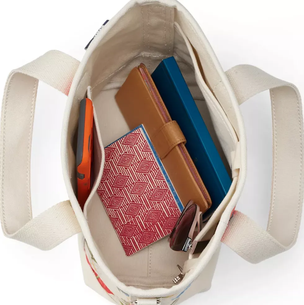 Medium Print 5 Pocket Open Top Canvas Tote Bag