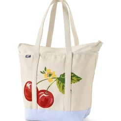 Medium Print 5 Pocket Open Top Canvas Tote Bag