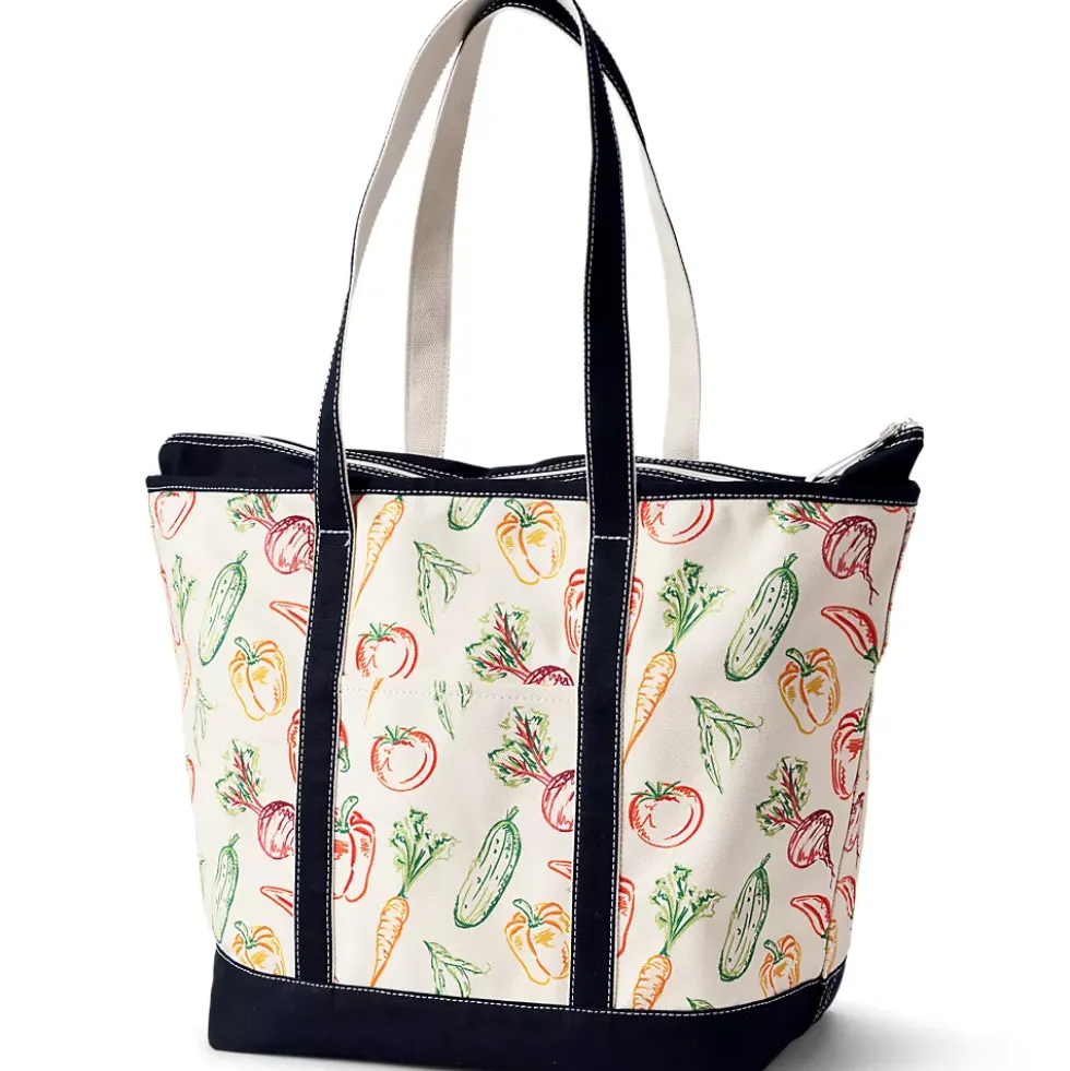 Medium Print 5 Pocket Open Top Canvas Tote Bag