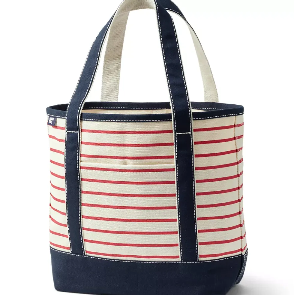 Medium Print 5 Pocket Open Top Canvas Tote Bag