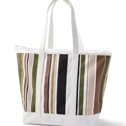 Medium Print 5 Pocket Open Top Canvas Tote Bag