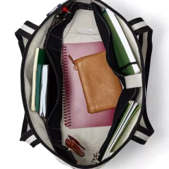 Medium Print 5 Pocket Open Top Canvas Tote Bag
