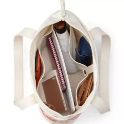 Medium Print 5 Pocket Open Top Canvas Tote Bag