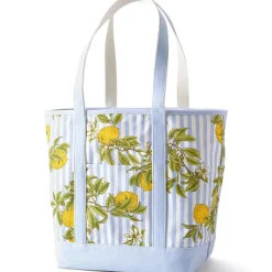 Medium Print 5 Pocket Open Top Canvas Tote Bag