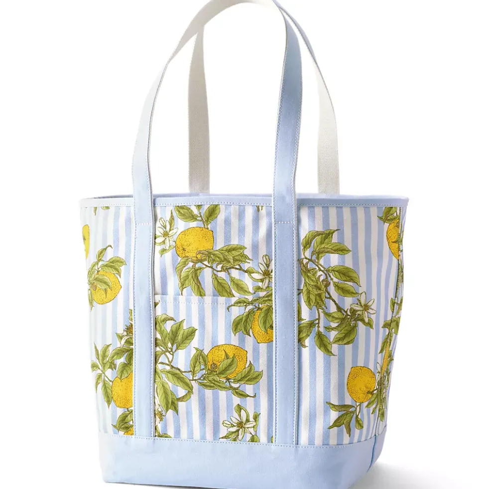 Medium Print 5 Pocket Open Top Canvas Tote Bag