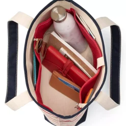 Medium Print 5 Pocket Open Top Canvas Tote Bag