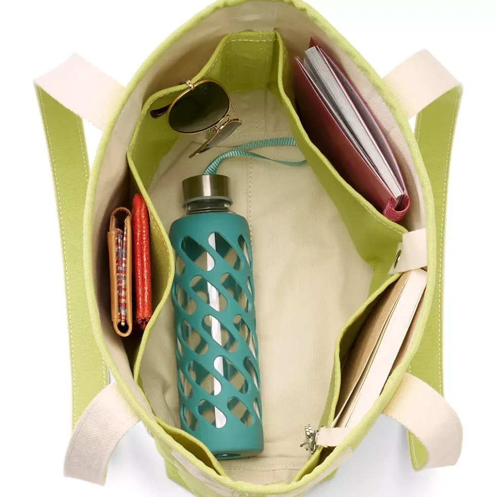 Medium Print 5 Pocket Open Top Canvas Tote Bag