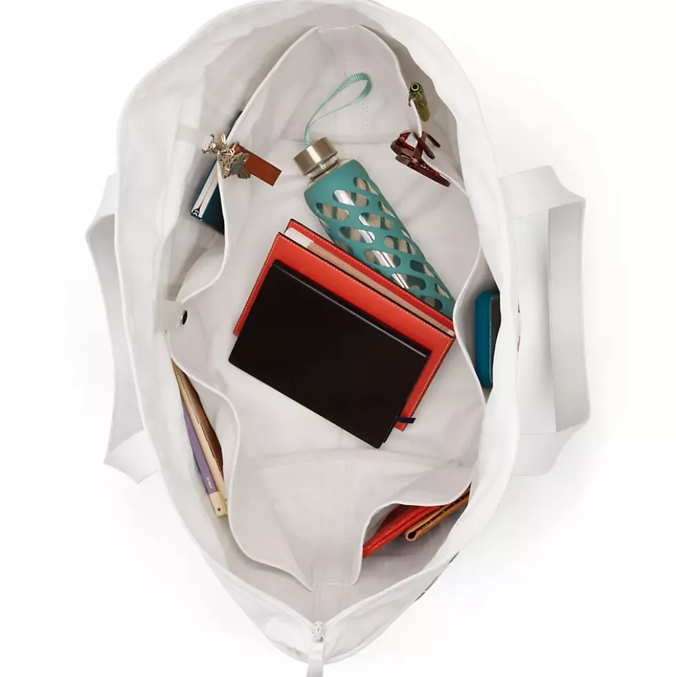 Medium Print 5 Pocket Open Top Canvas Tote Bag