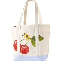 Medium Print 5 Pocket Open Top Canvas Tote Bag