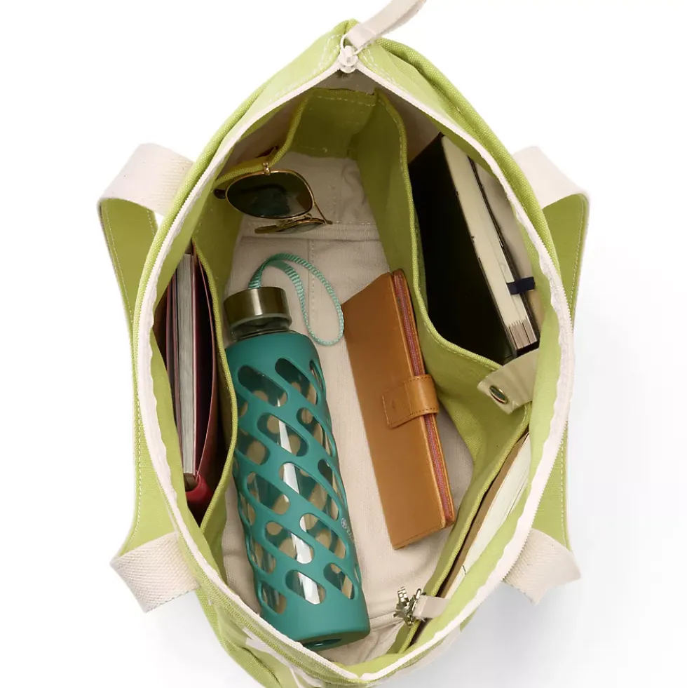 Medium Print 5 Pocket Open Top Canvas Tote Bag