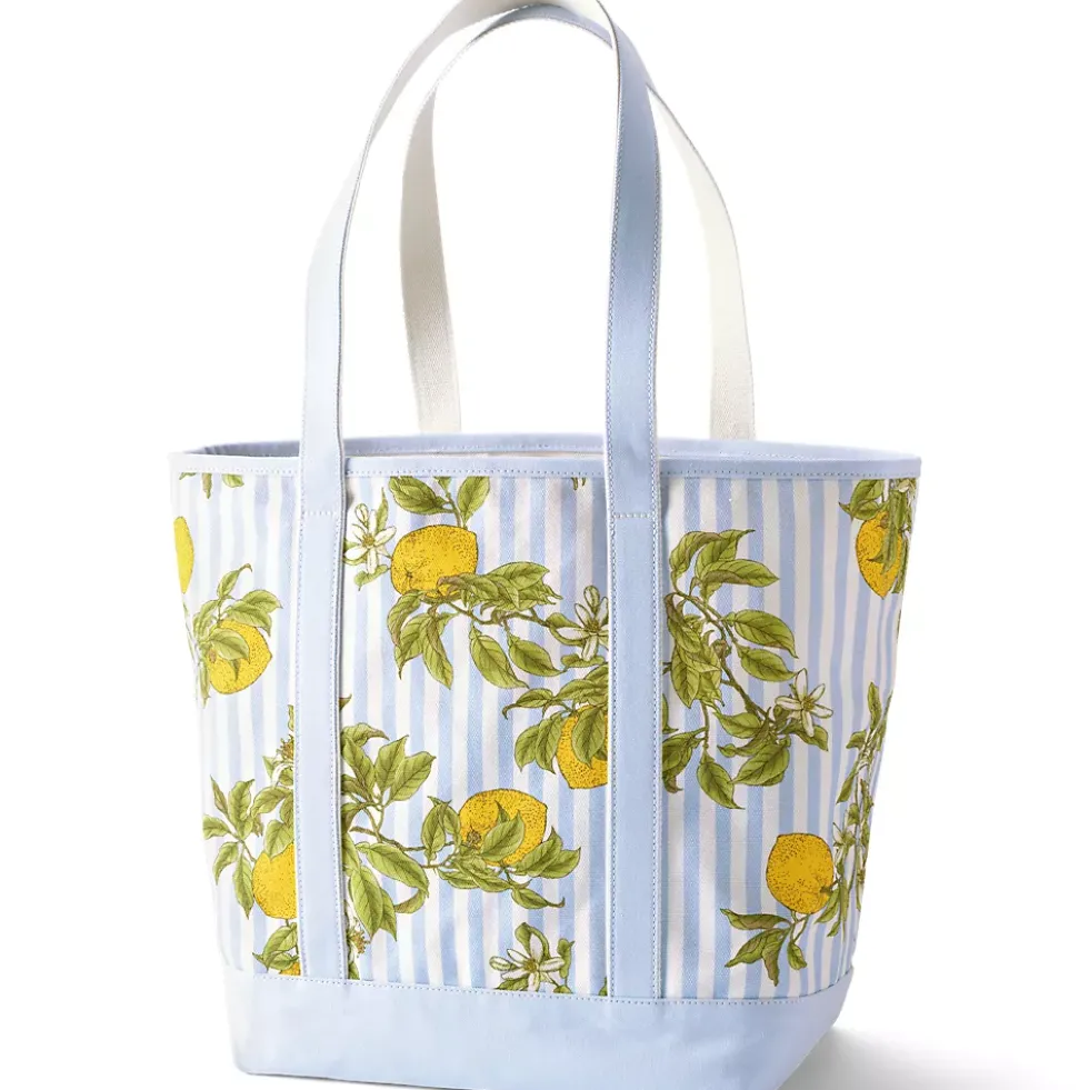 Medium Print 5 Pocket Open Top Canvas Tote Bag