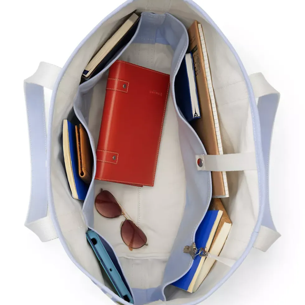 Medium Print 5 Pocket Open Top Canvas Tote Bag