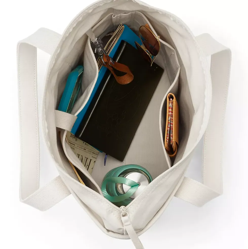 Medium Print 5 Pocket Open Top Canvas Tote Bag