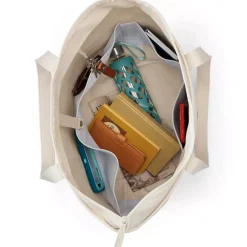 Medium Print 5 Pocket Open Top Canvas Tote Bag