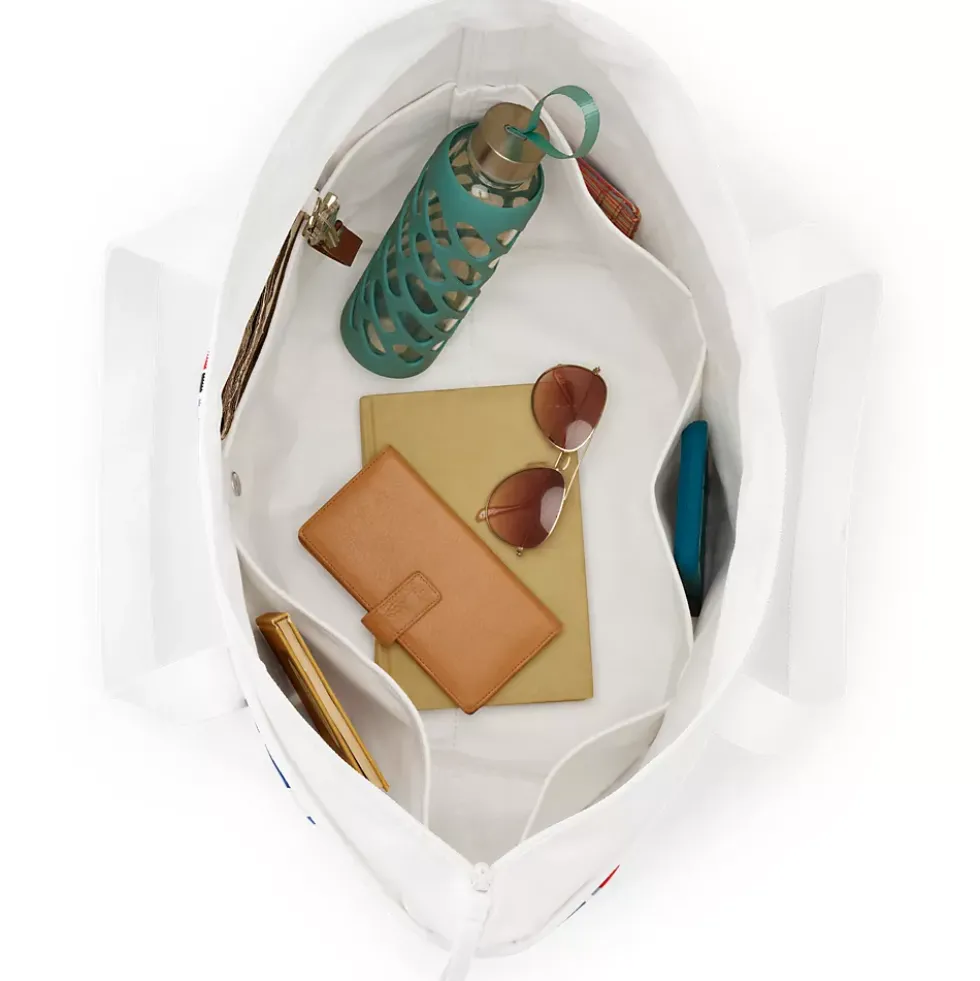 Medium Print 5 Pocket Open Top Canvas Tote Bag