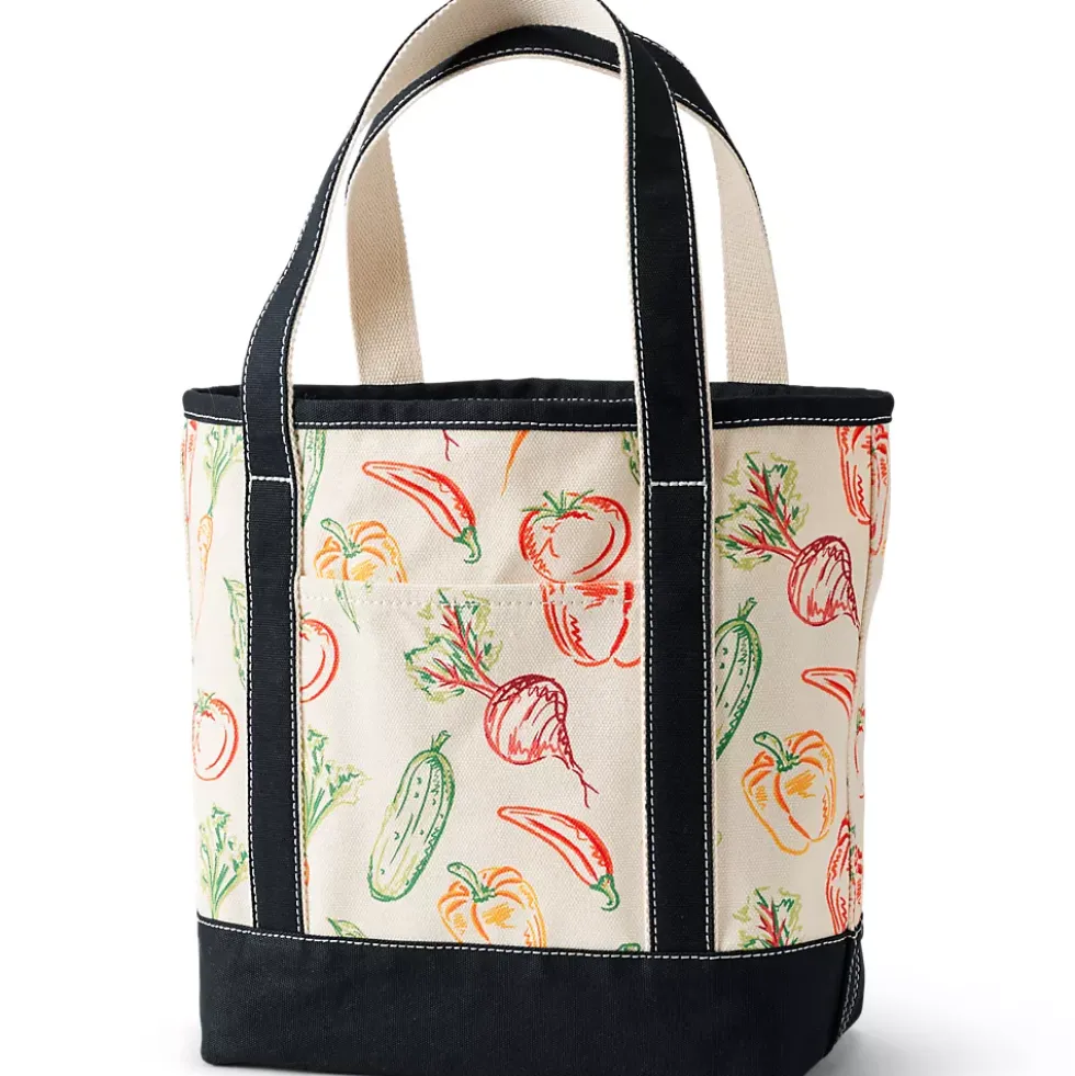 Medium Print 5 Pocket Open Top Canvas Tote Bag