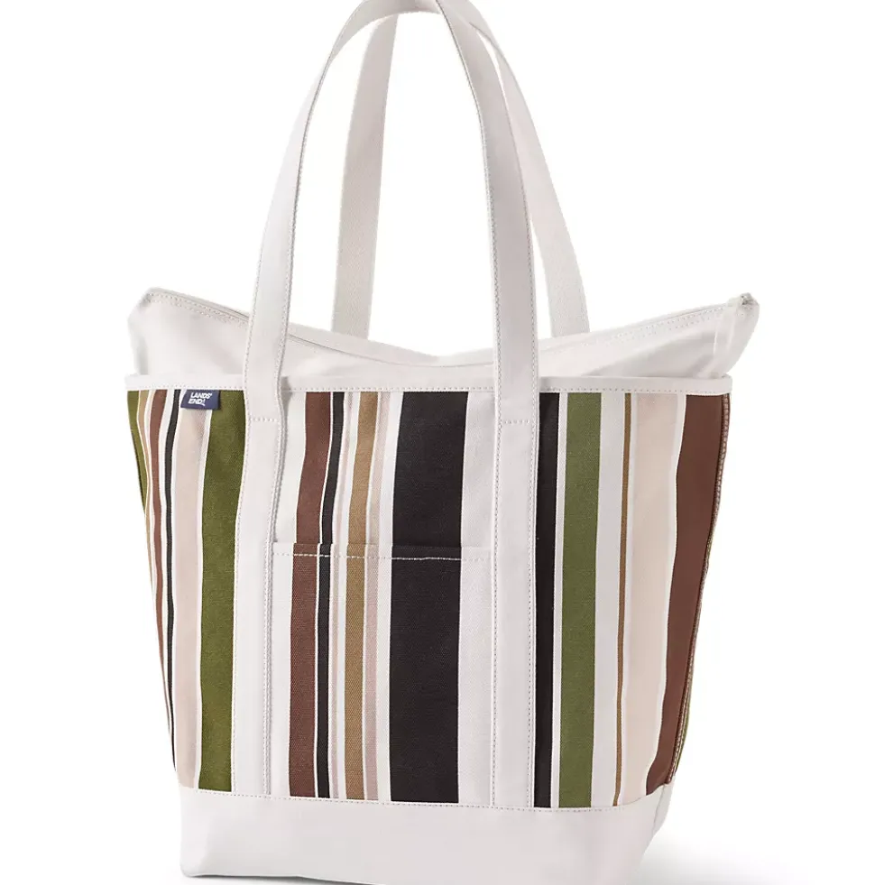 Medium Print 5 Pocket Open Top Canvas Tote Bag
