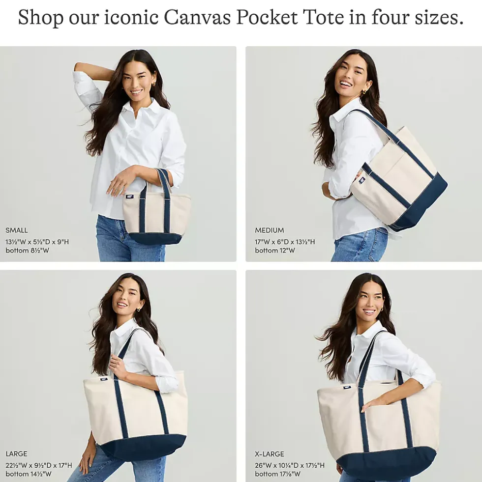 Medium Print 5 Pocket Open Top Canvas Tote Bag